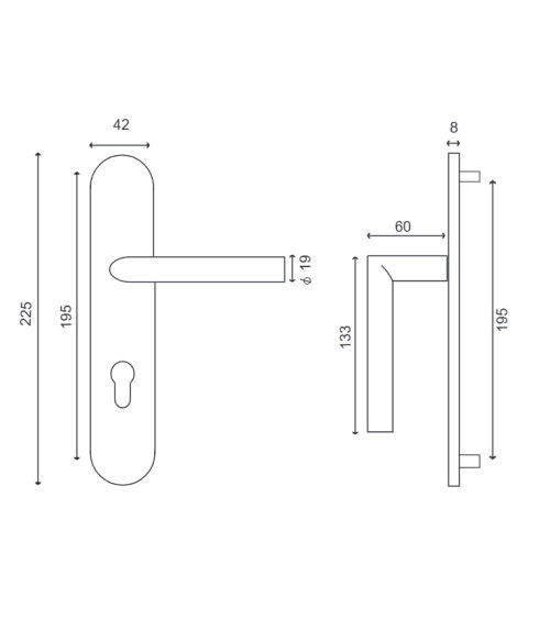 Puxador sobre placa inox 316 Altesse – Resistente exterior & beira-mar | MillaPoignees