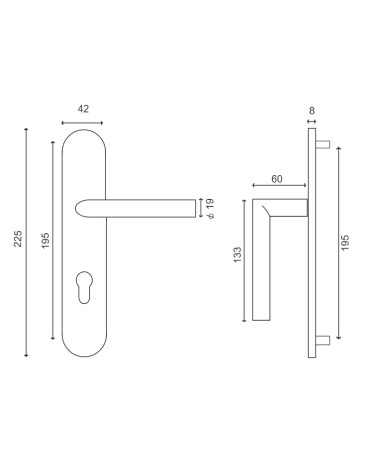 Puxador sobre placa inox 316 Altesse – Resistente exterior & beira-mar | MillaPoignees