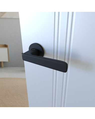 Puxador de porta preto PARMA ferragens design vista de cima inclinada