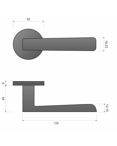 Puxador de porta zamak PARMA com dimensões