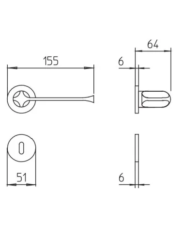 Puxador de porta Mandelli MM80 com dimensões
