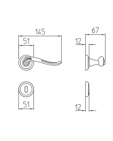 Puxador de porta Mandelli Lord com dimensões