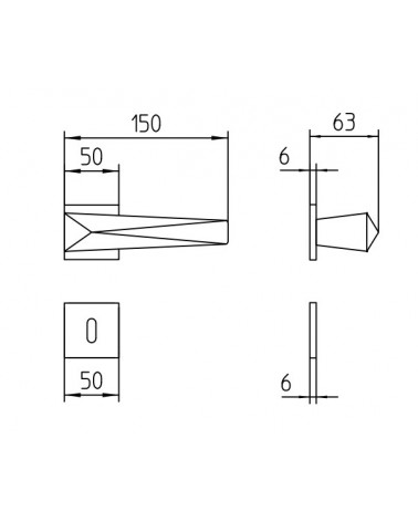 Puxador de porta em latão Mandelli Zeit com dimensões