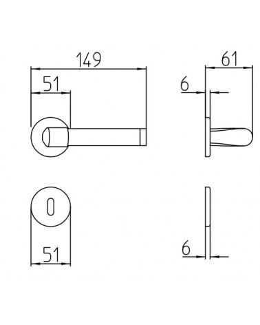 Puxador de porta Mandelli Tuc com dimensões