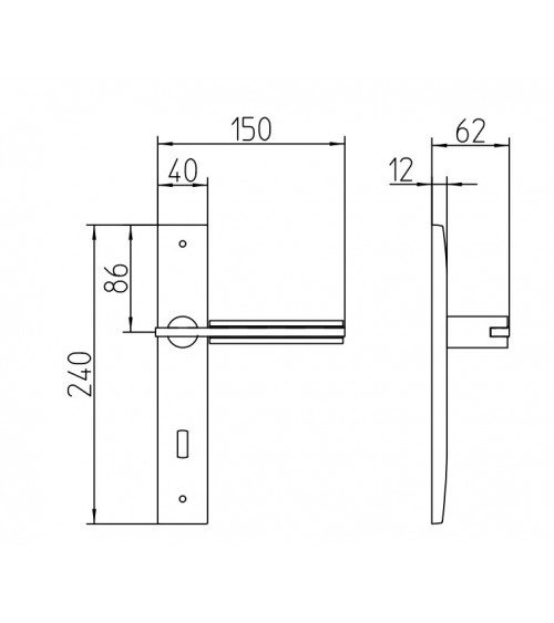Puxador de porta em placa longitudinal Mandelli Demì design
