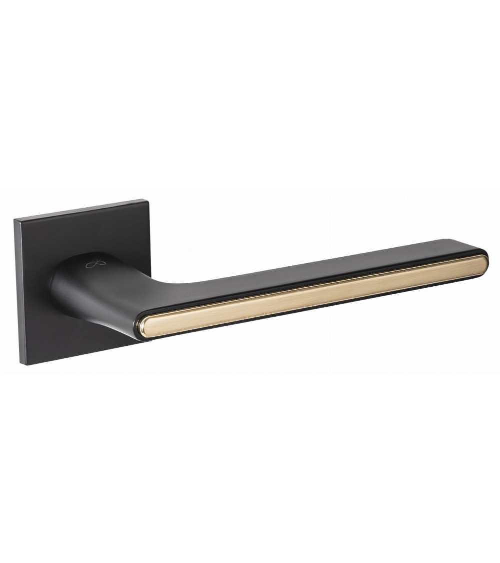 Puxador de Porta Preto e dourado Ferrara quadrado - puxador design