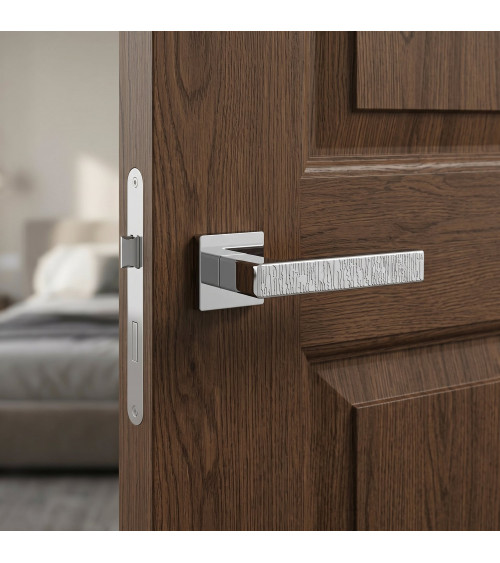 Puxador de porta AMARYLIA design acabamento cromado brilhante