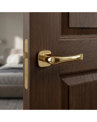 Puxador de porta acabamento dourado polido FOLD