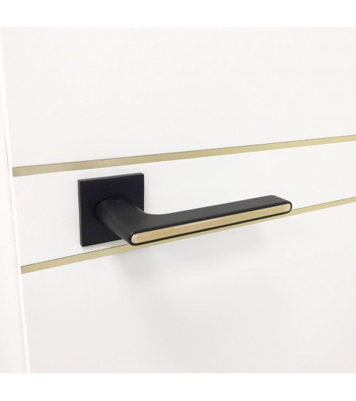 Puxador de Porta Preto e dourado Ferrara quadrado - puxador design