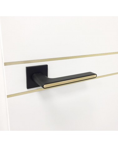 Puxador de porta preto e dourado Ferrara quadrado - puxador design