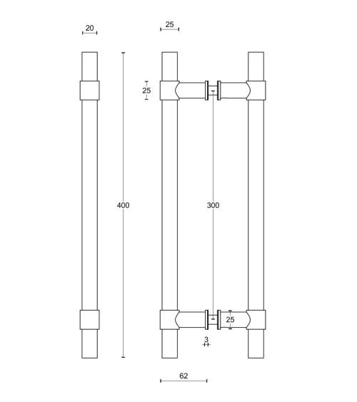 Puxador PB400 em aço inoxidável – FORMANI
