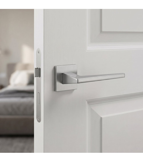 Puxador de porta cromado acetinado LIMA FIT ferragens design