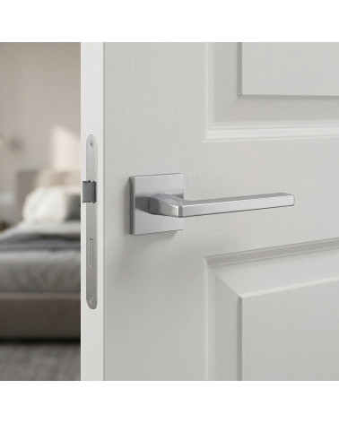 Puxadores de porta cromo acetinado PYROLA quadrados