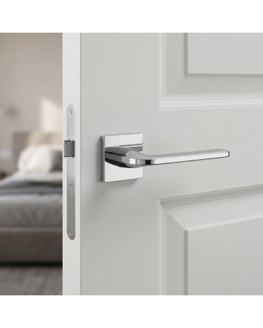 Puxadores de porta cromado polido Scandi quadrados slim