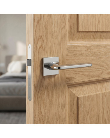 Puxadores de porta cromado polido Scandi quadrados slim
