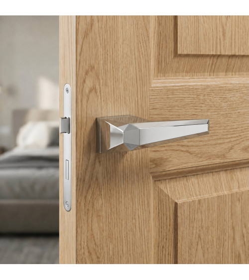 Puxador de porta cromado brilhante Prisme design