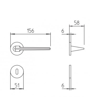 Puxador de porta Mandelli Aries com dimensões