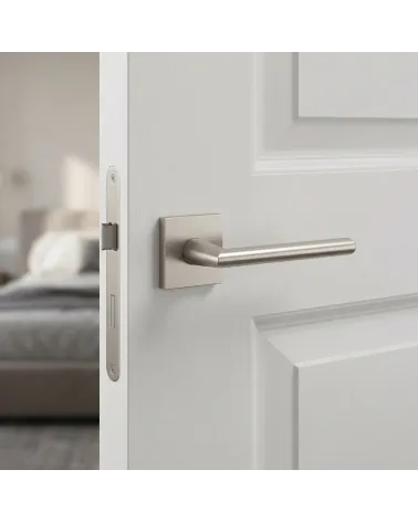 Puxadores de porta níquel acetinado PRIMULA quadrados