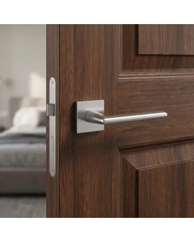 Maçaneta de Porta em Cromo Acetinado para uma decoração minimalista - Modelo PRIMULA