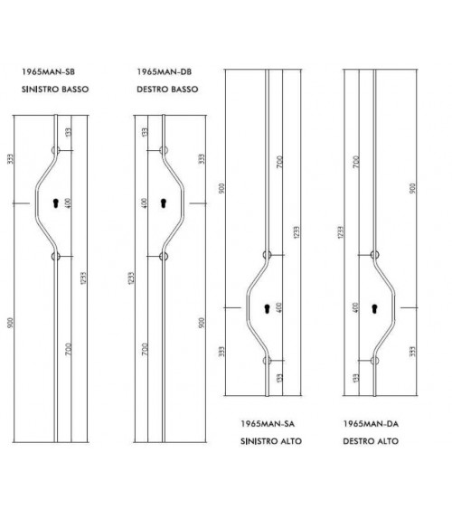 Puxador de porta em latão Mandelli CHICANE ferragens design