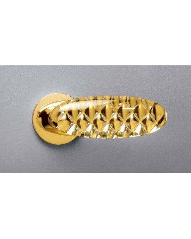 Puxador de porta clássico em latão Olivari Royal Crystal em placa redonda - puxador design