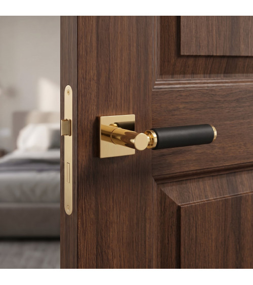 Puxador de porta contemporâneo em couro TUPAI 4200/202 quadrado - puxador design