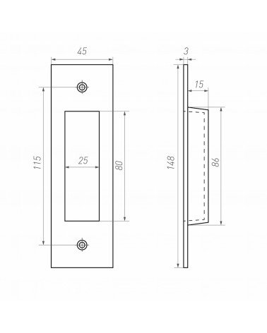 Puxador para porta deslizante em bronze Dauby Pure com dimensões