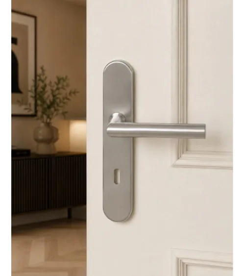 Puxador de porta em placa 165 mm acabamento inox escovado – modelo Altesse