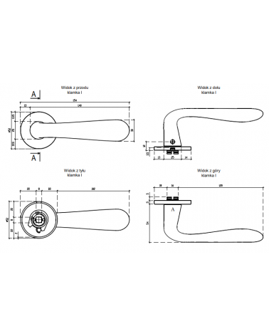 Puxador de porta GARDENIA com dimensões