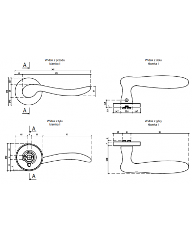 Puxador de porta NERINA com dimensões