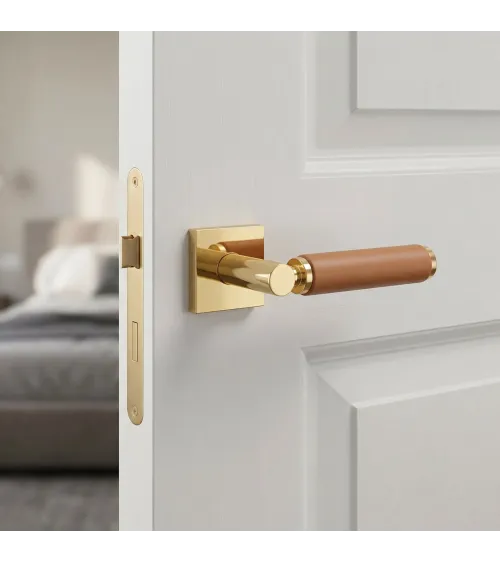 Puxador de porta contemporâneo em couro claro TUPAI 4200/200 quadrado - puxador design