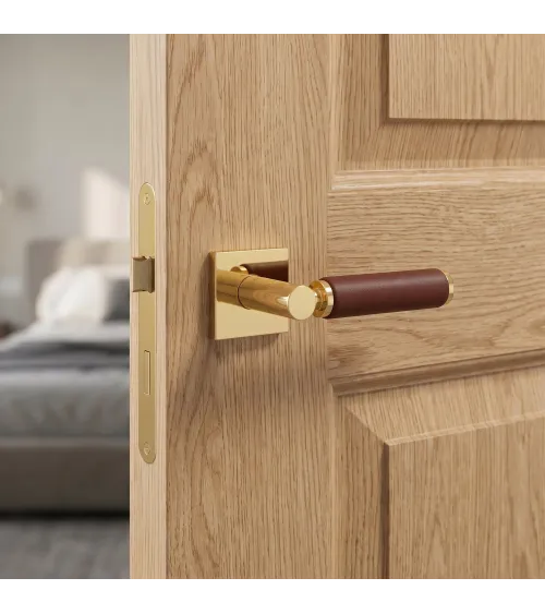 Puxador de porta contemporâneo em couro claro TUPAI 4200/200 quadrado - puxador design