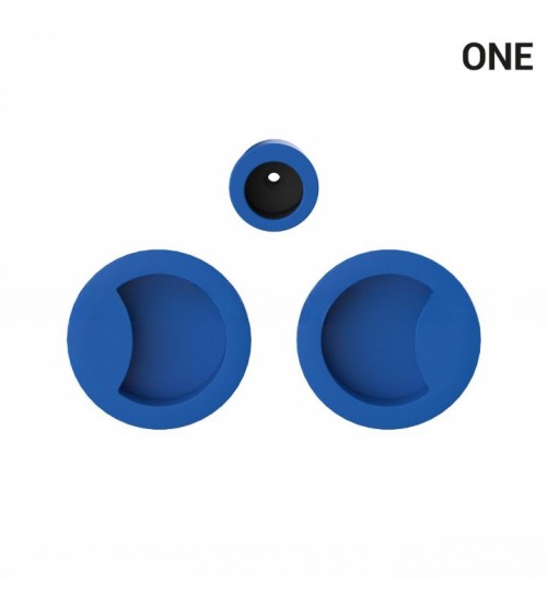 Puxador de concha simples de cor azul capri, para portas corredeiras, placa redonda - Colombo Design Mood One - puxador desi