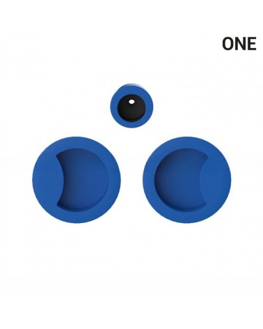 Puxador de concha simples de cor azul capri, para portas corredeiras, placa redonda - Colombo Design Mood One - puxador desi