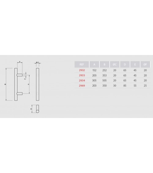 Puxador bâton de maréchal design em inox - Tupai 2934 - puxador design