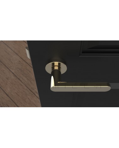 Puxador de porta ALORA design cor 4 vista de cima montado numa porta