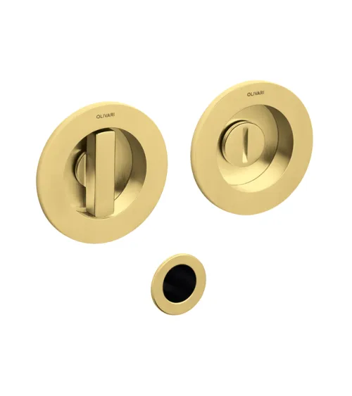 Puxador de embutir com fecho de privacidade DANTE em dourado acetinado