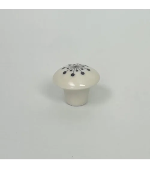 Botão de móvel em porcelana Flor preta, tamanho S – Anne Black