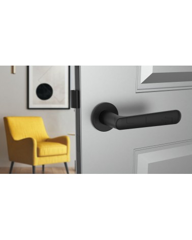 Puxador de porta Clássico ARIA puxador design vista de frente montado numa porta 1