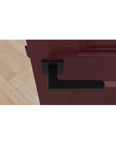 Puxador de porta moderno YUKA puxador design vista de cima montado numa porta