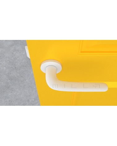 Puxador de porta branco AZALIA puxador design vista superior montado numa porta