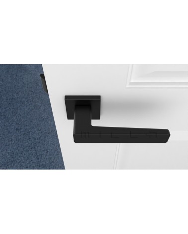 Puxador de porta clássico ERICA ferragens design vista de cima montado numa porta