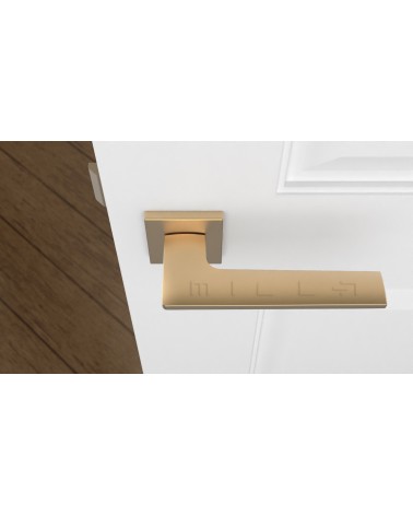 Puxador de porta dourado mate LUNARIA puxador design vista de cima montado em porta