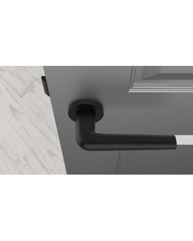 Puxador de porta Moderno FUNKIA puxador design vista de cima montado numa porta