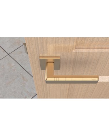 Puxador de porta RAFLESIA puxador design cor 1 vista de cima montado numa porta
