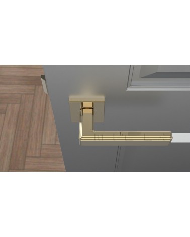 Puxador de porta RAFLESIA puxador design cor 5 vista de cima montado numa porta