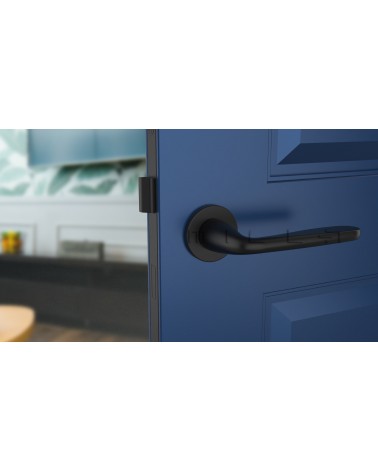 Puxador de porta contemporâneo HIACYNTA puxador design vista de frente montado numa porta