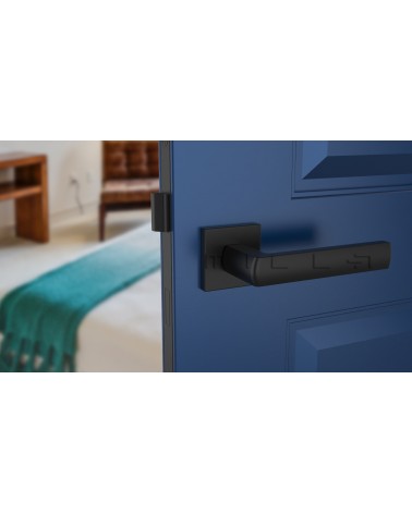 Puxador de porta clássico HOSTA puxador design vista frontal montado numa porta