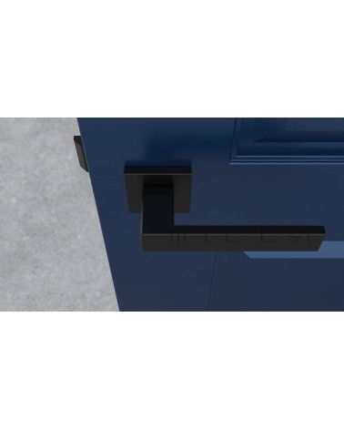 Puxador de porta preto PINA puxador design vista de cima montado numa porta