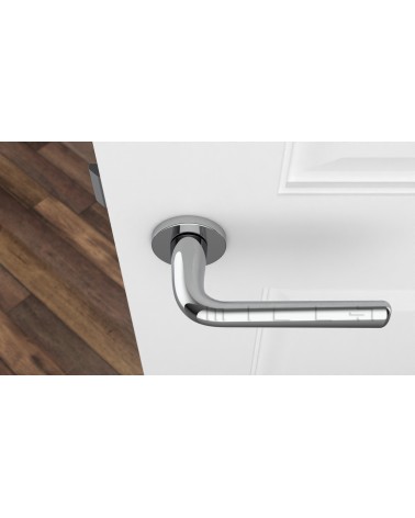 Puxador de porta Moderno TULIPA puxador design vista de cima montado numa porta